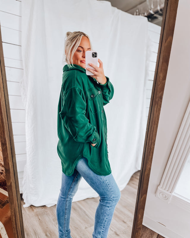 CLOUD 9 fleece shacket [kelly green]