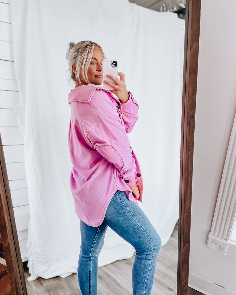 CLOUD 9 fleece shacket [bubblegum pink]