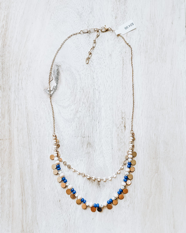 Lost Treasure Layered Necklace [gold/royal blue]