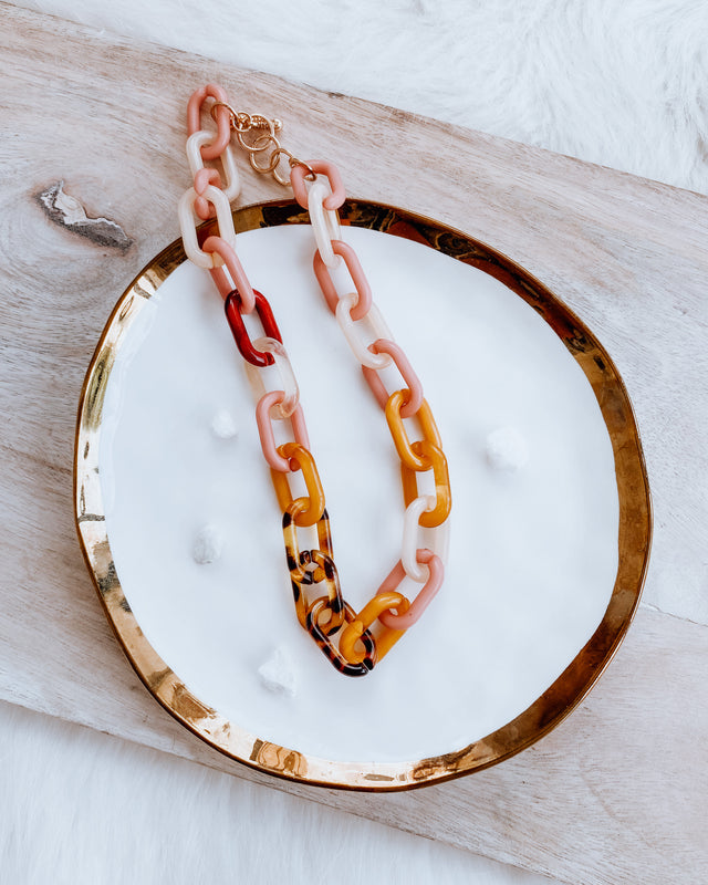 Resin Chain Link [brown / rose / mustard]