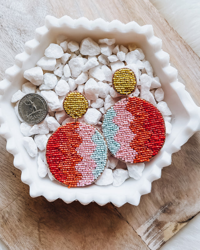 Seed Beaded Circular Earrings [multi]