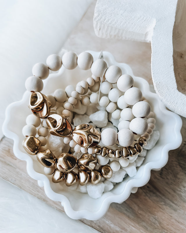 Wood Stretch Bracelets [gold/ivory]
