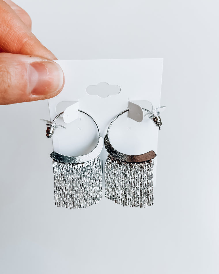 Empress Dangle Hoop Earrings [silver]