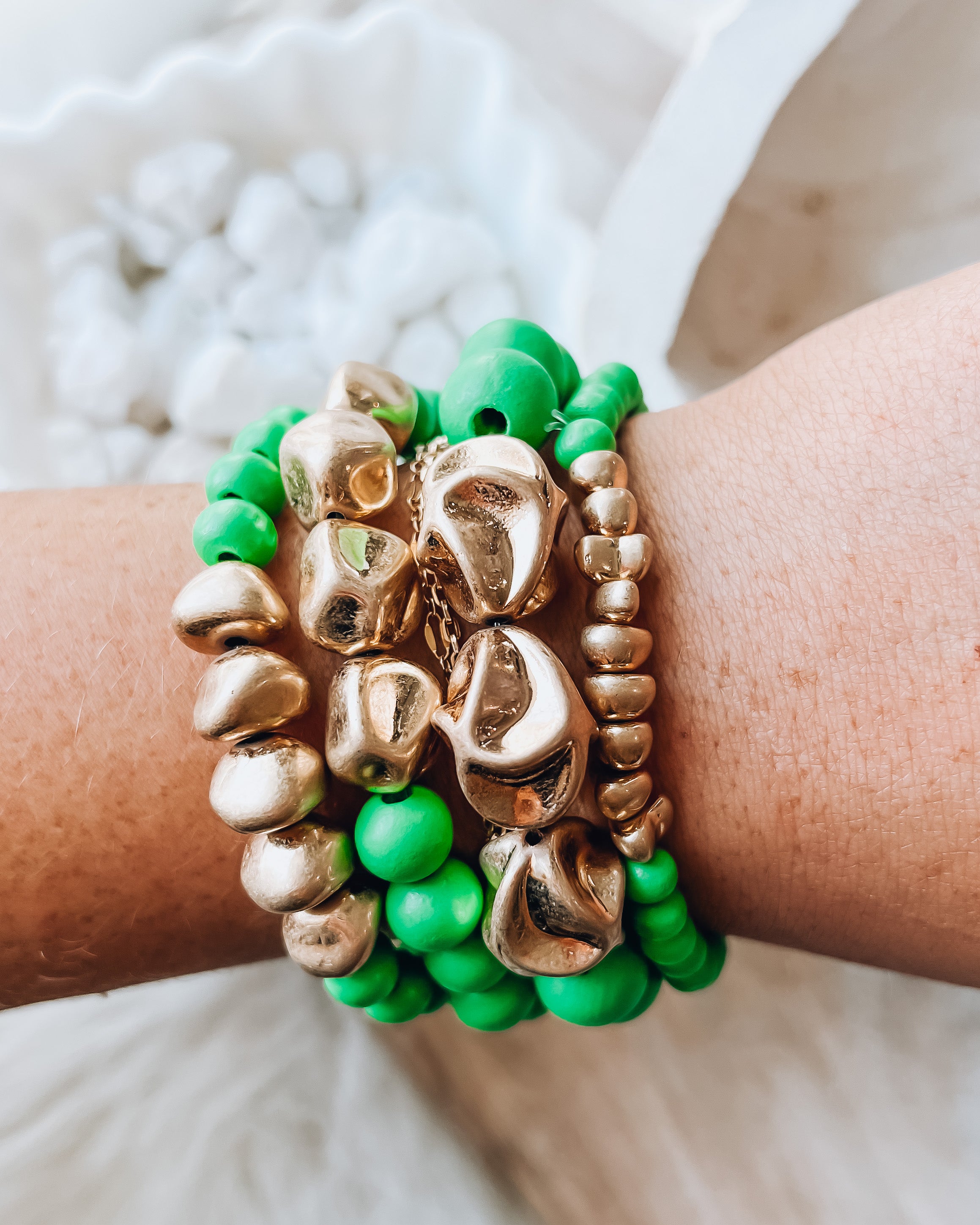 wood beaded bracelets [green]