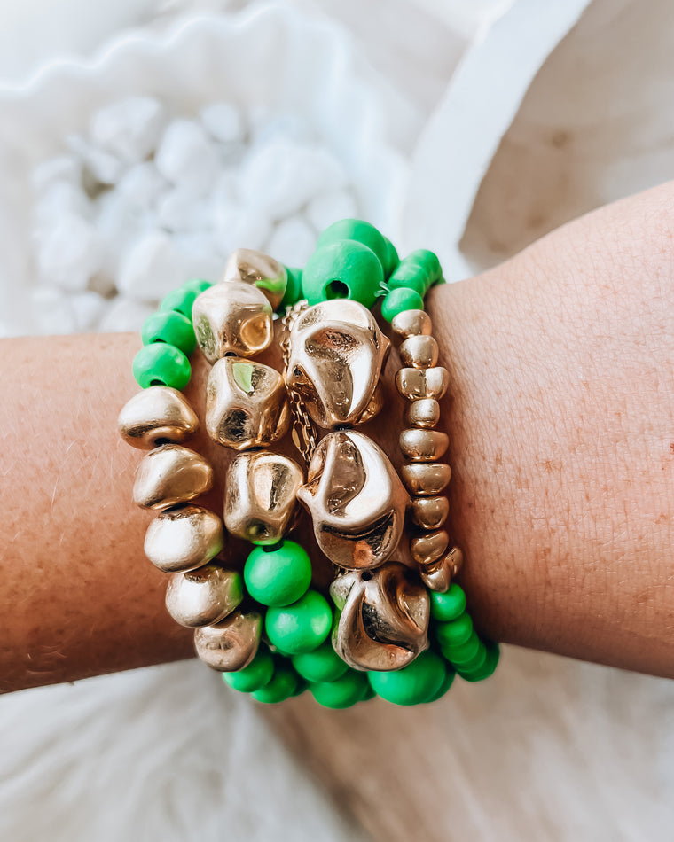 wood beaded bracelets [green]