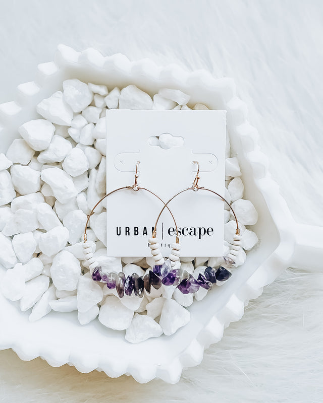 Amethyst Hoop Earrings [gold]