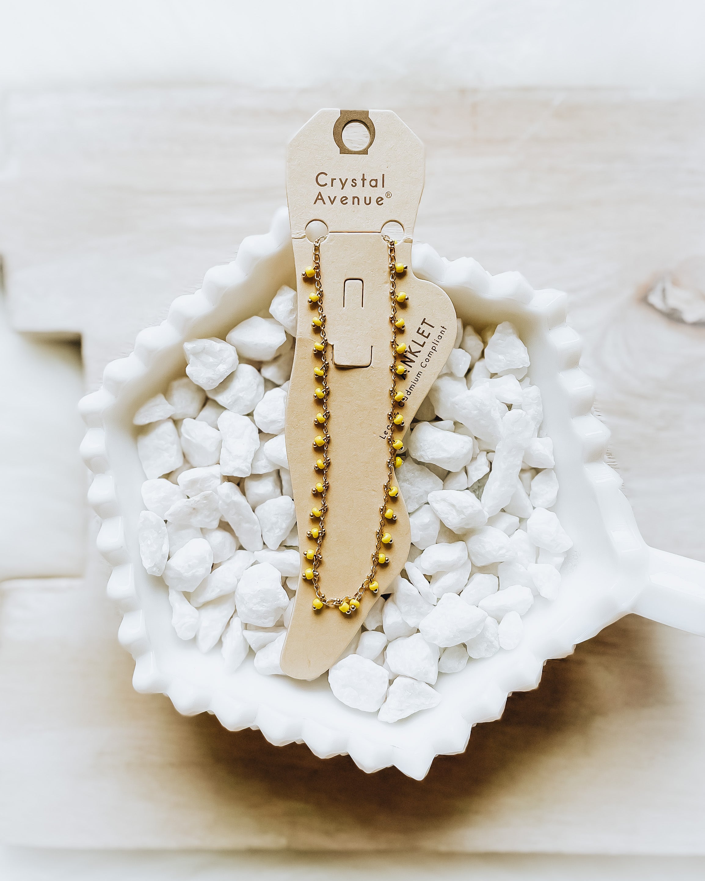 Yellow Beaded Gold Anklet