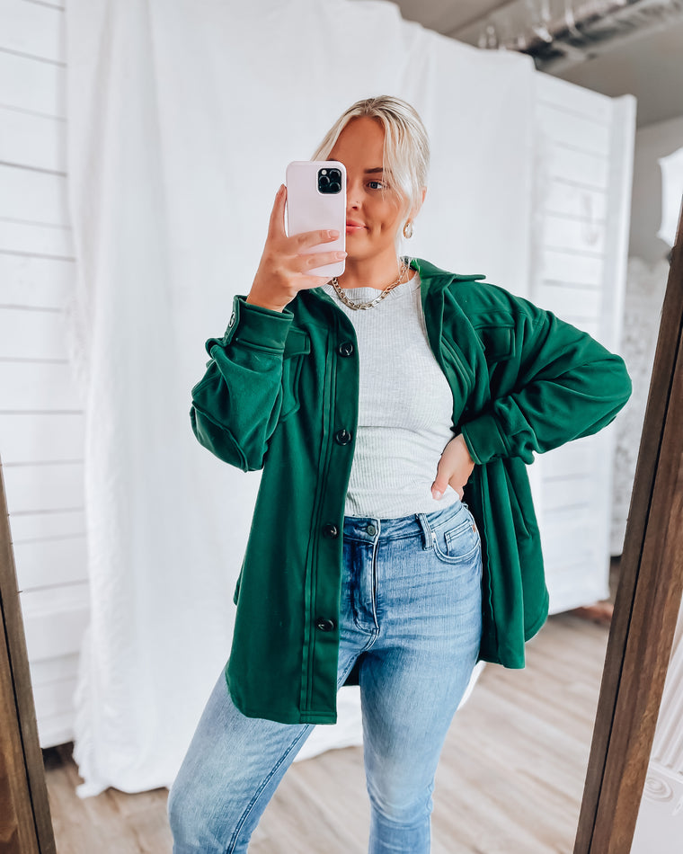 CLOUD 9 fleece shacket [kelly green]