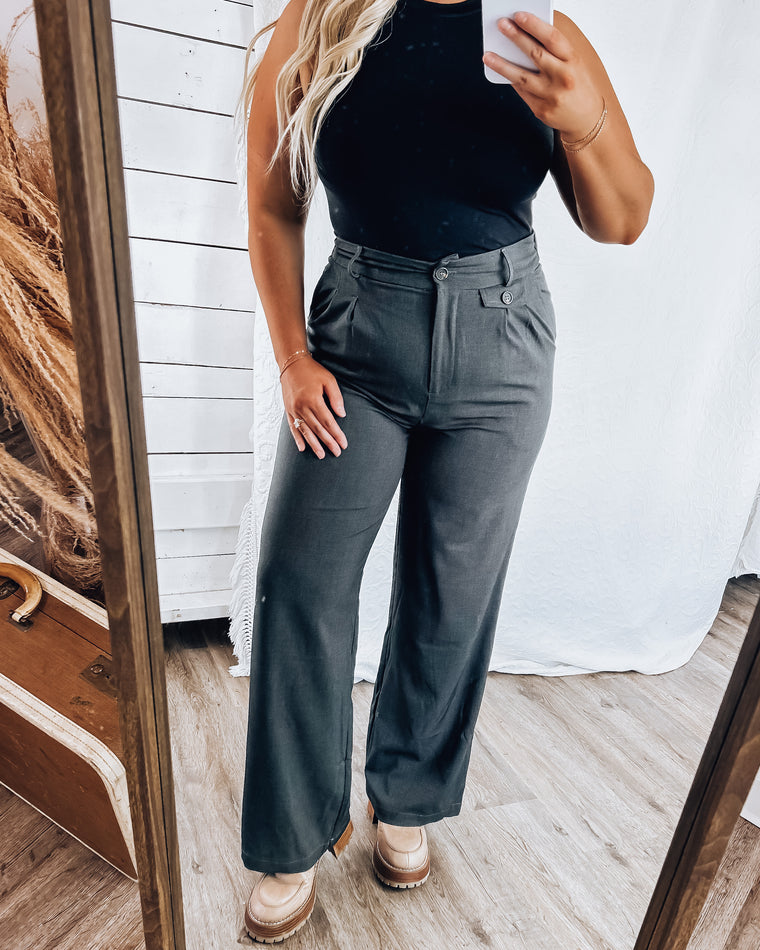 Wide Leg Trousers [charcoal]