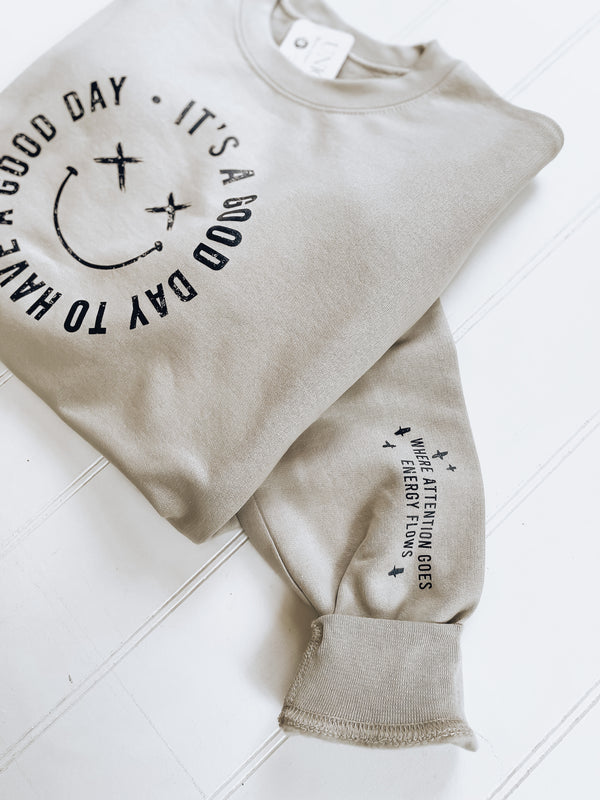 it's a good day sweatshirt [sand & black]