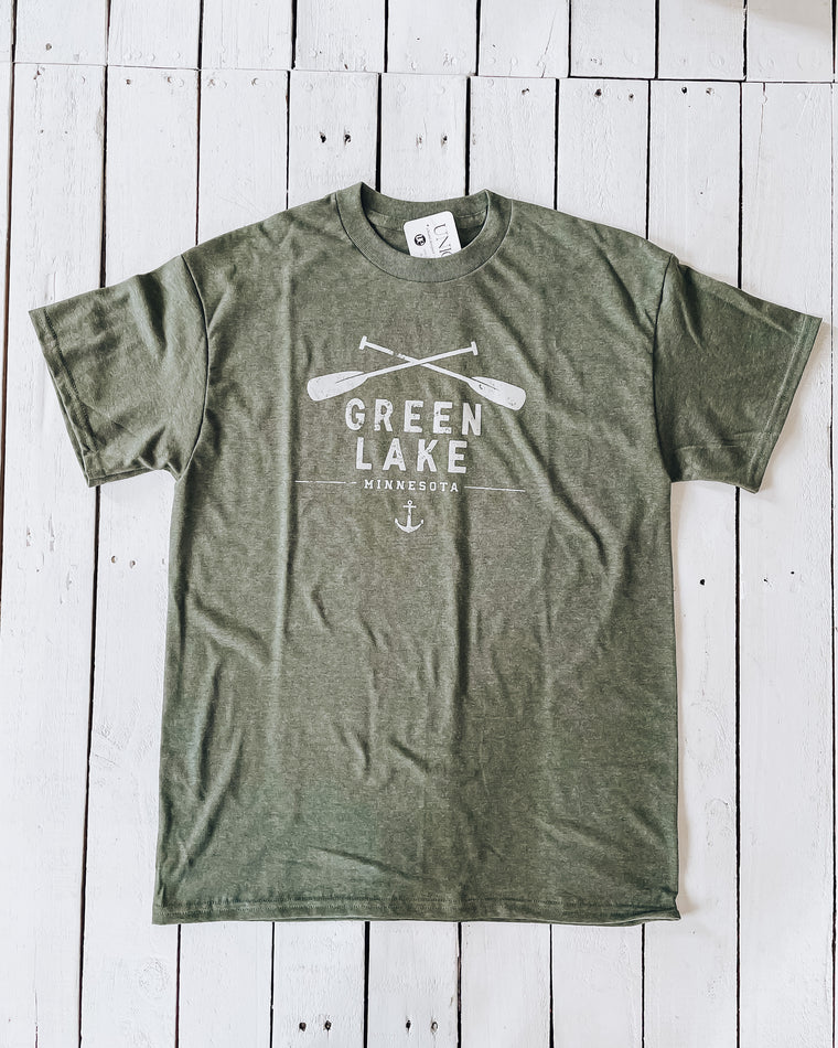 Green lake paddles unisex tshirt [heather green]