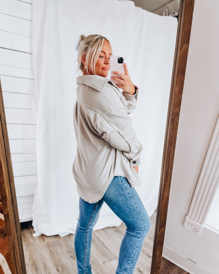 CLOUD 9 fleece shacket [sand beige]