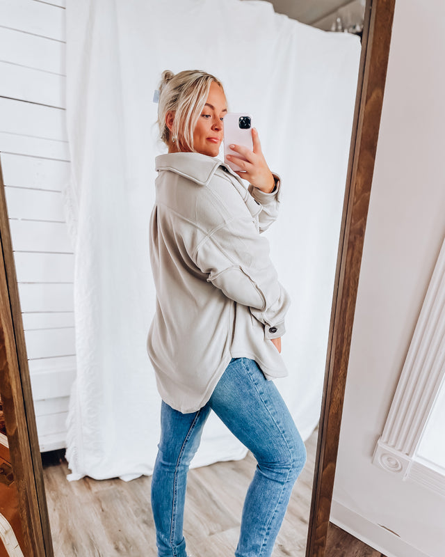 CLOUD 9 fleece shacket [sand beige]