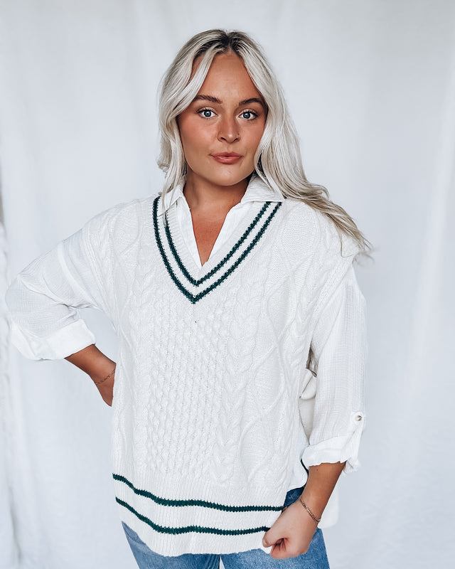 Ivy League Sweater Vest [cream/green]