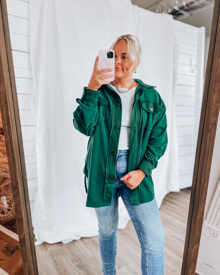 CLOUD 9 fleece shacket [kelly green]