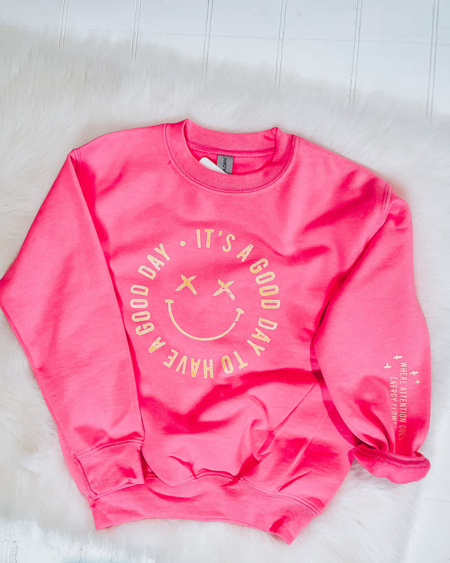 it's a good Day YOUTH Sweatshirt [neon pink]