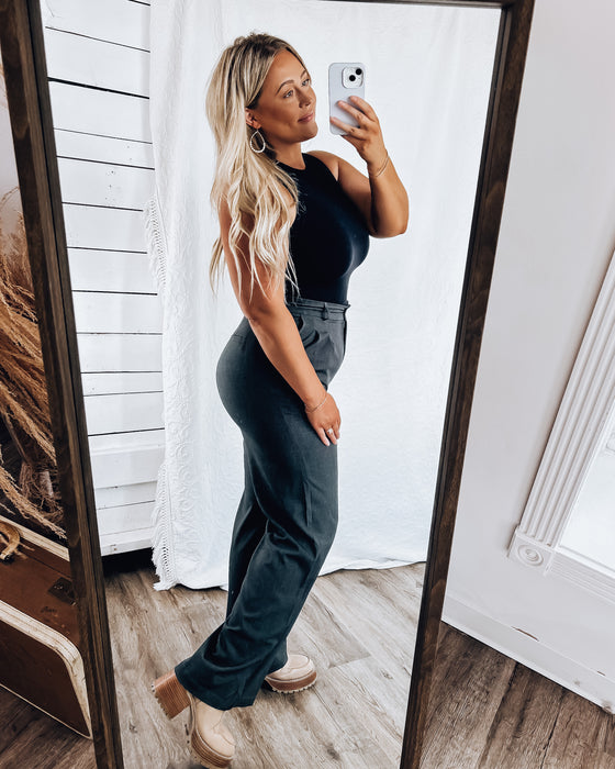 Wide Leg Trousers [charcoal]
