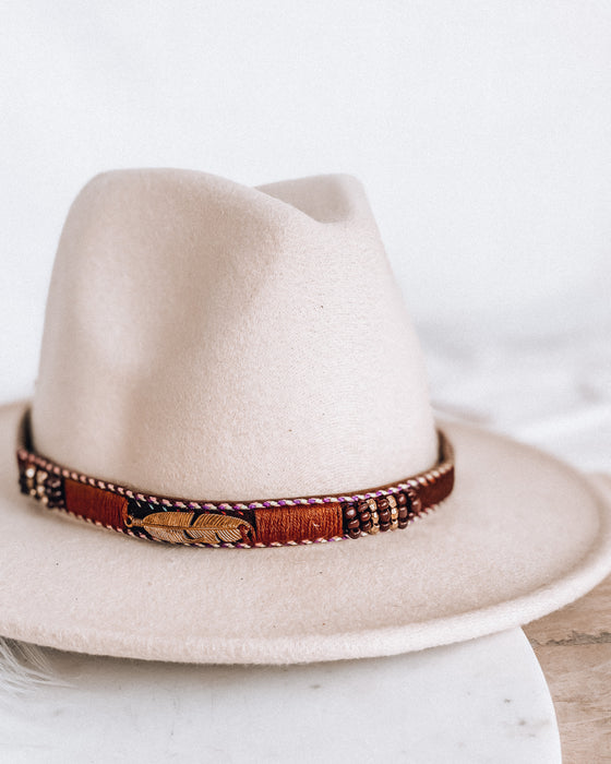 feather & beads hat strap