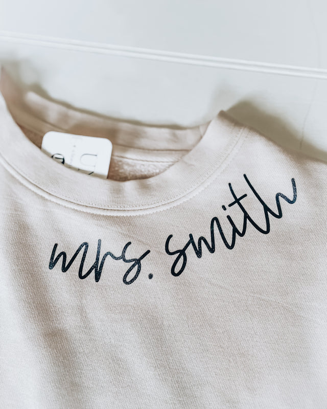 Custom Wedding Name & Date Crewneck [sand/black]