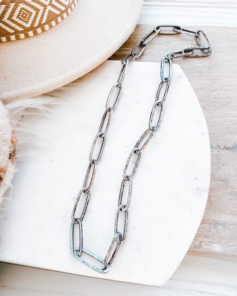 paper clip silver necklace